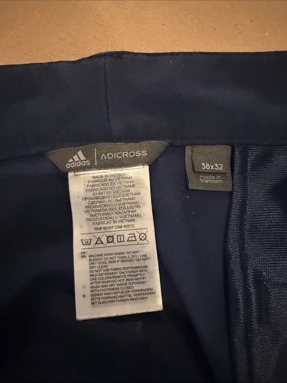 adidas Navy Cargo Pants with Side Pocket 38x32 golf pants